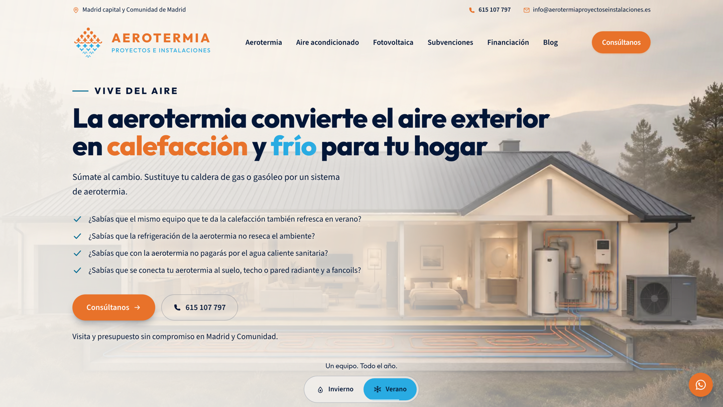 Aerotermia — Web de captación para instaladora